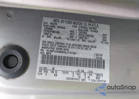 2003 Lincoln Navigator из США, поврежденный, VIN 5LMFU28R83LJ13106